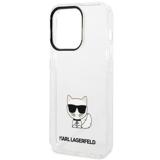 Karl Lagerfeld iPhone 14 Pro Max - Choupette Body Σκληρή Θήκη με Πλαίσιο Σιλικόνης - Διάφανη - KLHCP14XCTTR