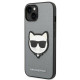 Karl Lagerfeld iPhone 14 - Saffiano Choupette Head Patch Σκληρή Θήκη με Επένδυση Συνθετικού Δέρματος και Πλαίσιο Σιλικόνης - Grey - KLHCP14SSAPCHG