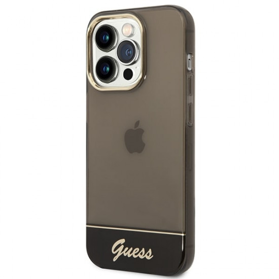 Guess iPhone 14 Pro Translucent Σκληρή Θήκη με Πλαίσιο Σιλικόνης - Black / Semi Clear - GUHCP14LHGCOK