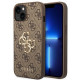 Guess iPhone 14 Plus - 4G Big Metal Logo Θήκη με Επένδυση Συνθετικού Δέρματος - Brown - GUHCP14M4GMGBR