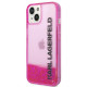 Karl Lagerfeld iPhone 14 Plus - Liquid Glitter Elong Σκληρή Θήκη με Πλαίσιο Σιλικόνης - Ημιδιάφανη / Pink - KLHCP14MLCKVF