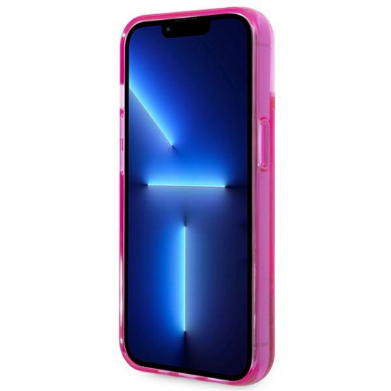 Karl Lagerfeld iPhone 14 Plus - Liquid Glitter Elong Σκληρή Θήκη με Πλαίσιο Σιλικόνης - Ημιδιάφανη / Pink - KLHCP14MLCKVF