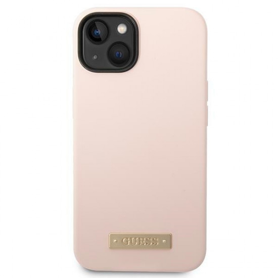 Guess iPhone 14 Plus Silicone Logo Plate MagSafe Θήκη Σιλικόνης με MagSafe - Pink - GUHMP14MSBPLP