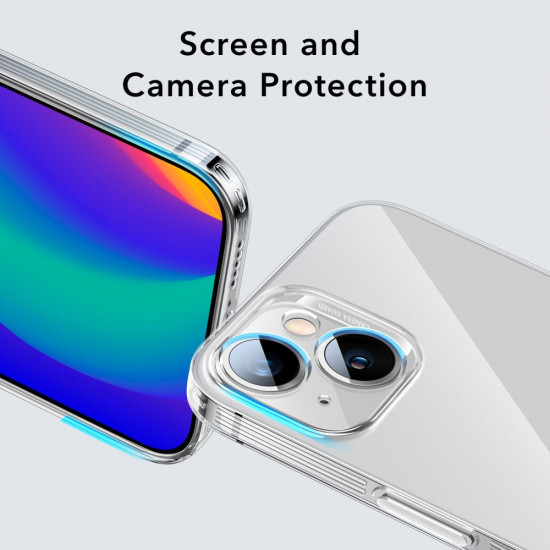 ESR iPhone 14 Plus / iPhone 15 Plus Ice Shield Θήκη με Πλαίσιο Σιλικόνης και Όψη Γυαλιού Tempered Glass - Διάφανη