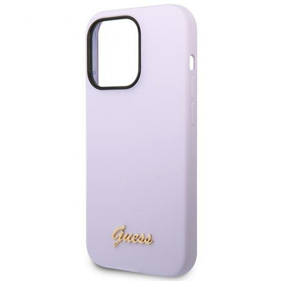 Guess iPhone 14 Pro Max Silicone Vintage Gold Logo Θήκη Σιλικόνης - Purple - GUHCP14XSLSMU