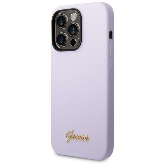 Guess iPhone 14 Pro Max Silicone Vintage Gold Logo Θήκη Σιλικόνης - Purple - GUHCP14XSLSMU