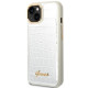 Guess iPhone 14 Plus Croco Collection Θήκη με Επένδυση Συνθετικού Δέρματος - Silver - GUHCP14MHGCRHS