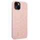 Guess iPhone 14 Plus Glitter Script Σκληρή Θήκη με Πλαίσιο Σιλικόνης - Pink - GUHCP14MHGGSHP