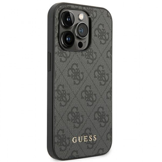 Guess iPhone 14 Pro Max 4G Saffiano Θήκη με Επένδυση Συνθετικού Δέρματος - Grey - GUHCP14XG4GFGR