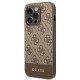 Guess iPhone 14 Pro Max - 4G Stripe Collection Θήκη με Επένδυση Συνθετικού Δέρματος - Brown - GUHCP14XG4GLBR