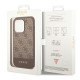 Guess iPhone 14 Pro Max - 4G Stripe Collection Θήκη με Επένδυση Συνθετικού Δέρματος - Brown - GUHCP14XG4GLBR