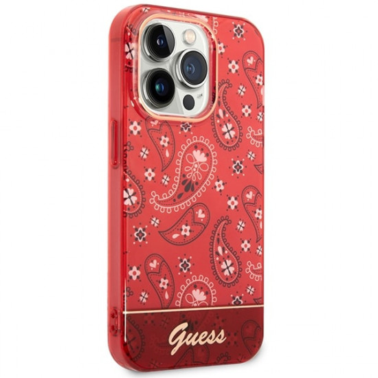 Guess iPhone 14 Pro Max Bandana Paisley Σκληρή Θήκη με Πλαίσιο Σιλικόνης - Red - GUHCP14XHGBNHR