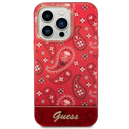 Guess iPhone 14 Pro Max Bandana Paisley Σκληρή Θήκη με Πλαίσιο Σιλικόνης - Red - GUHCP14XHGBNHR
