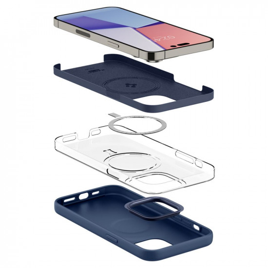 Spigen iPhone 14 Pro Silicone Fit Mag Θήκη Σιλικόνης με MagSafe - Navy Blue - ACS04992