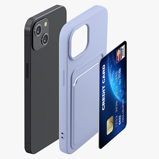KW iPhone 14 Θήκη Σιλικόνης TPU με Υποδοχή για Κάρτα - Lavender - 59112.108