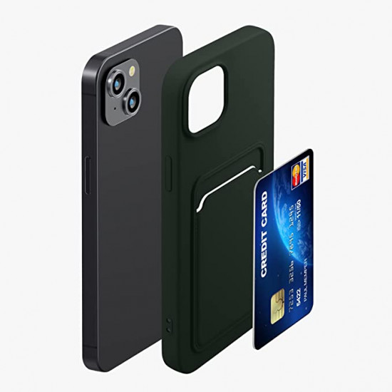 KW iPhone 14 Plus Θήκη Σιλικόνης TPU με Υποδοχή για Κάρτα - Dark Green - 59113.80