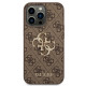 Guess iPhone 14 Pro - 4G Big Metal Logo Θήκη με Επένδυση Συνθετικού Δέρματος - Brown - GUHCP14L4GMGBR