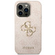 Guess iPhone 14 Pro - 4G Big Metal Logo Θήκη με Επένδυση Συνθετικού Δέρματος - Pink - GUHCP14L4GMGPI