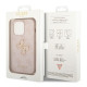 Guess iPhone 14 Pro - 4G Big Metal Logo Θήκη με Επένδυση Συνθετικού Δέρματος - Pink - GUHCP14L4GMGPI