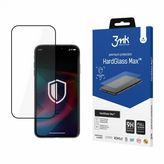 3MK iPhone 14 Pro HardGlass Max 0.30mm 9H Full Screen Αντιχαρακτικό Γυαλί Οθόνης - Black