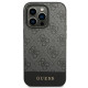 Guess iPhone 14 Pro - 4G Stripe Collection Θήκη με Επένδυση Συνθετικού Δέρματος - Grey - GUHCP14LG4GLGR
