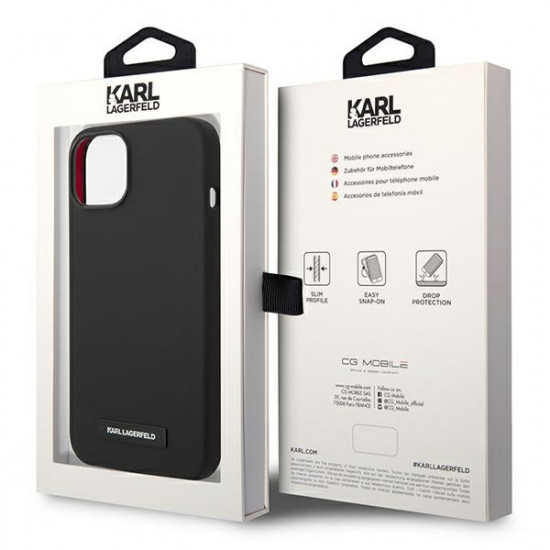 Karl Lagerfeld iPhone 14 Plus Silicone Plaque Magsafe Θήκη Σιλικόνης με MagSafe - Black - KLHMP14MSLMP1K