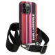 Karl Lagerfeld iPhone 14 Pro Max Color Stripes Strap Σκληρή Θήκη με Πλαίσιο Σιλικόνης και Λουράκι - Pink - KLHCP14XSTSTP