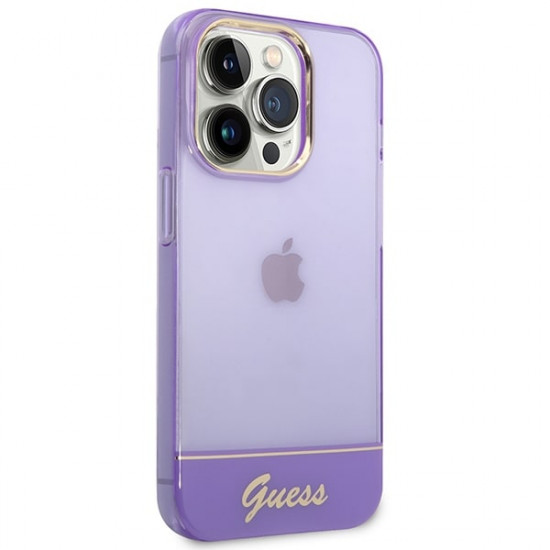 Guess iPhone 14 Pro Translucent Σκληρή Θήκη με Πλαίσιο Σιλικόνης - Purple / Semi Clear - GUHCP14LHGCOU