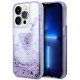 Guess iPhone 14 Pro Palm Liquid Glitter Σκληρή Θήκη με Πλαίσιο Σιλικόνης - Purple - GUHCP14LLFCTPU