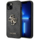 Guess iPhone 14 Plus - 4G Big Metal Logo Θήκη με Επένδυση Συνθετικού Δέρματος - Grey - GUHCP14M4GMGGR