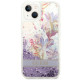 Guess iPhone 14 Plus Flower Liquid Glitter Σκληρή Θήκη - Purple - GUHCP14MLFLSU