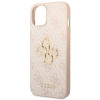 Guess iPhone 14 - 4G Big Metal Logo Θήκη με Επένδυση Συνθετικού Δέρματος - Pink - GUHCP14S4GMGPI