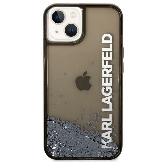 Karl Lagerfeld iPhone 14 - Liquid Glitter Elong Σκληρή Θήκη με Πλαίσιο Σιλικόνης - Ημιδιάφανη / Black - KLHCP14SLCKVK