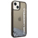 Karl Lagerfeld iPhone 14 - Liquid Glitter Elong Σκληρή Θήκη με Πλαίσιο Σιλικόνης - Ημιδιάφανη / Black - KLHCP14SLCKVK