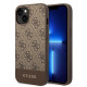 Guess iPhone 14 - 4G Stripe Collection Θήκη με Επένδυση Συνθετικού Δέρματος - Brown - GUHCP14SG4GLBR