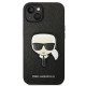 Karl Lagerfeld iPhone 14 Plus - Saffiano Karl's Head Patch Σκληρή Θήκη με Επένδυση Συνθετικού Δέρματος και Πλαίσιο Σιλικόνης - Black - KLHCP14MSAPKHK