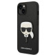 Karl Lagerfeld iPhone 14 Plus - Saffiano Karl's Head Patch Σκληρή Θήκη με Επένδυση Συνθετικού Δέρματος και Πλαίσιο Σιλικόνης - Black - KLHCP14MSAPKHK