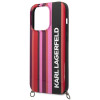 Karl Lagerfeld iPhone 14 Pro Color Stripes Strap Σκληρή Θήκη με Πλαίσιο Σιλικόνης και Λουράκι - Pink - KLHCP14LSTSTP