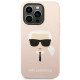 Karl Lagerfeld iPhone 14 Pro Silicone Karl's Head Θήκη Σιλικόνης - Light Pink - KLHCP14LSLKHLP