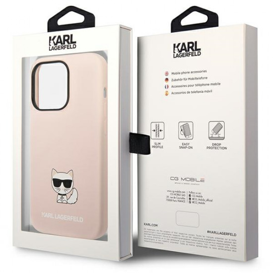 Karl Lagerfeld iPhone 14 Pro Silicone Choupette Body Θήκη Σιλικόνης - Light Pink - KLHCP14LSLCTPI