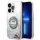 Karl Lagerfeld iPhone 14 Pro - Liquid Glitter RSG Σκληρή Θήκη με Πλαίσιο Σιλικόνης - Διάφανη / Silver - KLHCP14LLCRSGRS