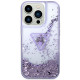 Guess iPhone 14 Pro Max Palm Liquid Glitter Σκληρή Θήκη με Πλαίσιο Σιλικόνης - Purple - GUHCP14XLFCTPU