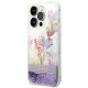 Guess iPhone 14 Pro Max Flower Liquid Glitter Σκληρή Θήκη - Purple - GUHCP14XLFLSU