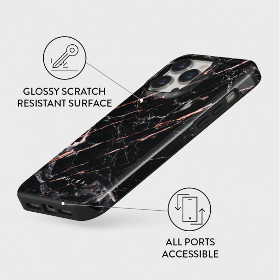 Burga iPhone 14 Pro Fashion Tough Σκληρή Θήκη - Rose Gold Marble