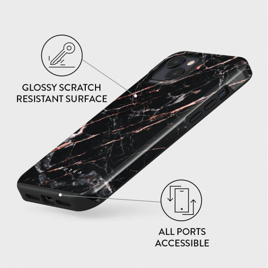 Burga iPhone 14 Plus Fashion Tough Σκληρή Θήκη - Rose Gold Marble