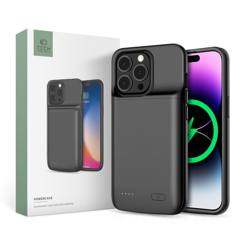 Tech-Protect iPhone 14 / iPhone 14 Pro Powercase Θήκη με Ενσωματωμένη Μπαταρία 4800mAh - Black Tech-Protect iPhone 14 / iPhone 14 Pro Powercase Θήκη με Ενσωματωμένη Μπαταρία 4800mAh - Black