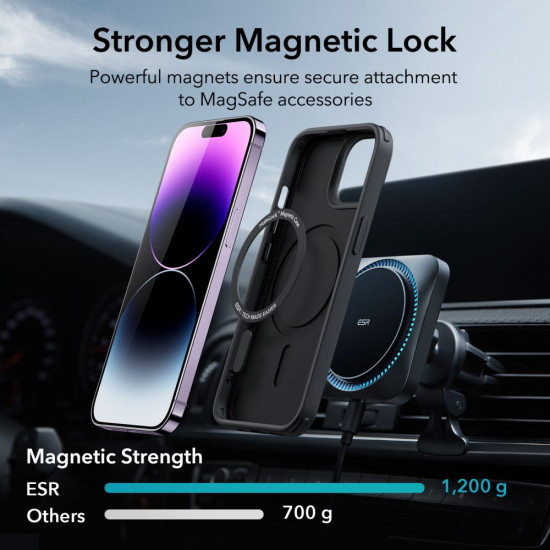 ESR iPhone 14 Pro Max Classic Hybrid Halolock Σκληρή Θήκη με Πλαίσιο Σιλικόνης και MagSafe - Black