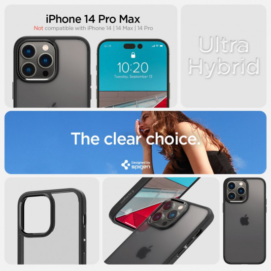 Spigen iPhone 14 Pro Max Ultra Hybrid Σκληρή Θήκη με Πλαίσιο Σιλικόνης - Frost Black