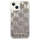 Karl Lagerfeld iPhone 14 Plus - Liquid Glitter Monogram Σκληρή Θήκη με Πλαίσιο Σιλικόνης - Silver - KLHCP14MLMNMS