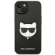 Karl Lagerfeld iPhone 14 Plus - Saffiano Choupette Head Patch Σκληρή Θήκη με Επένδυση Συνθετικού Δέρματος και Πλαίσιο Σιλικόνης - Black - KLHCP14MSAPCHK